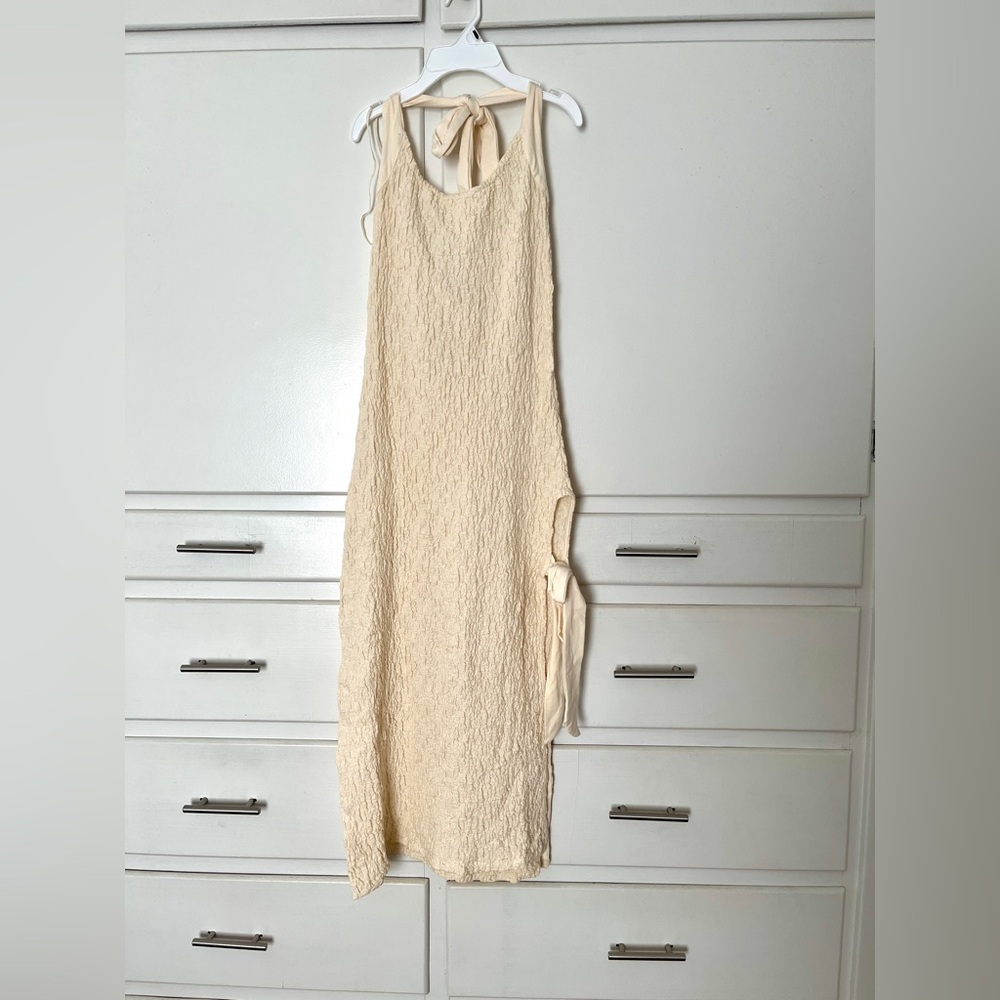 Free People Sea Foam Cream Halter Midi Dress with Side Bow size medium - Picture 7 of 14